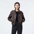 Women's Leather-Effect Blazer Jacket with Stand Collar, All-Season Streetwear