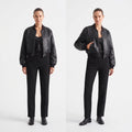 Women's Short Faux Leather Pilot Jacket, Slim Zip-Up Coat for Autumn