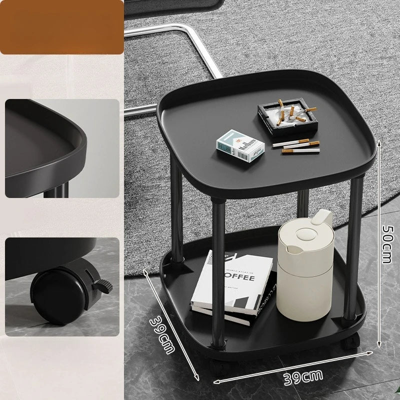 Mahjong Coffee Table with Storage Shelf – Movable Tea Stand