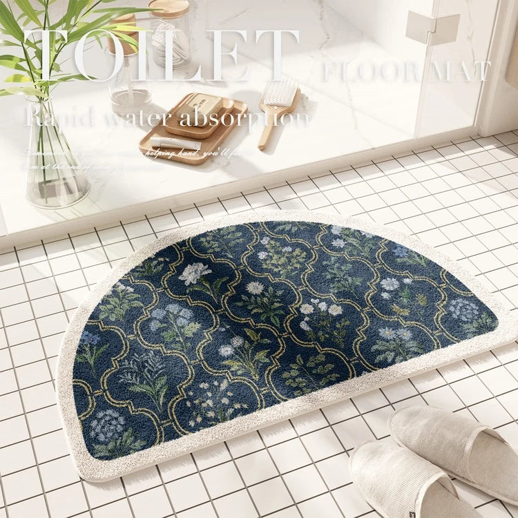 Floral Bathroom Mat - Waterproof Non-Slip Foot Mat