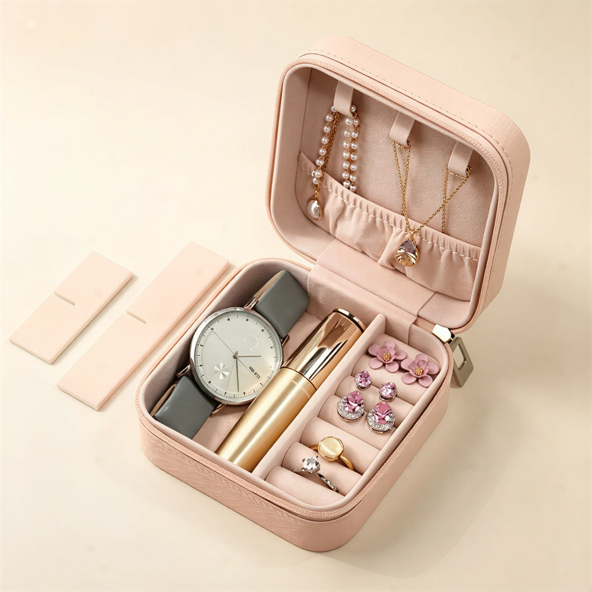 Small Jewelry Box – Macaroon Style Travel Case for Studs & Rings