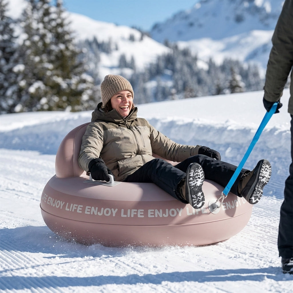 Snow Tube with Backrest - Large Ski Ring with Handles