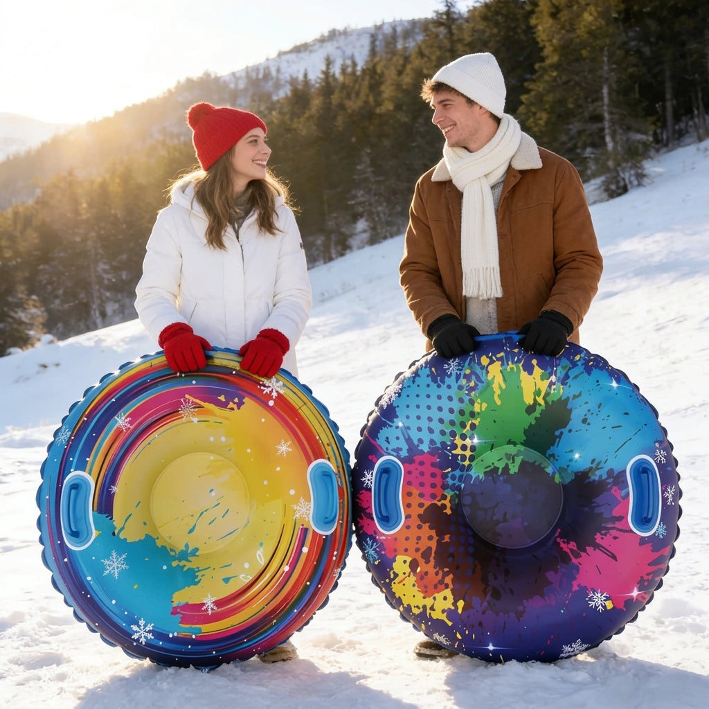 Hard Bottom Snow Tube - Wonflax Heavy-Duty Sled