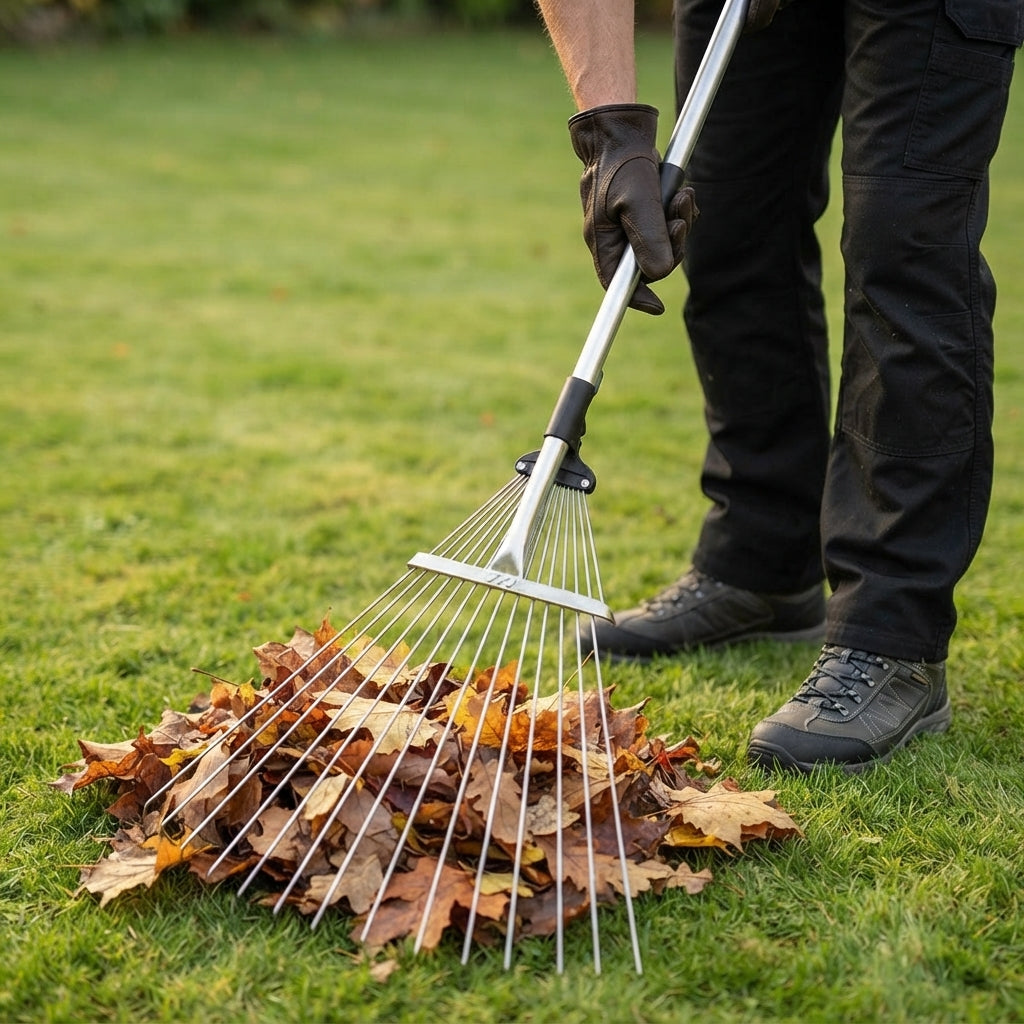 Steel Garden Rake - Retractable Handle Multi-Tool Rake