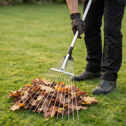 Steel Garden Rake - Retractable Handle Multi-Tool Rake