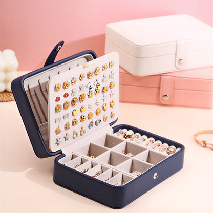 Leather Jewelry Box – Ring and Earring Display Organizer
