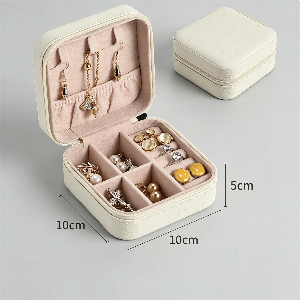 Small Jewelry Box – Macaroon Style Travel Case for Studs & Rings