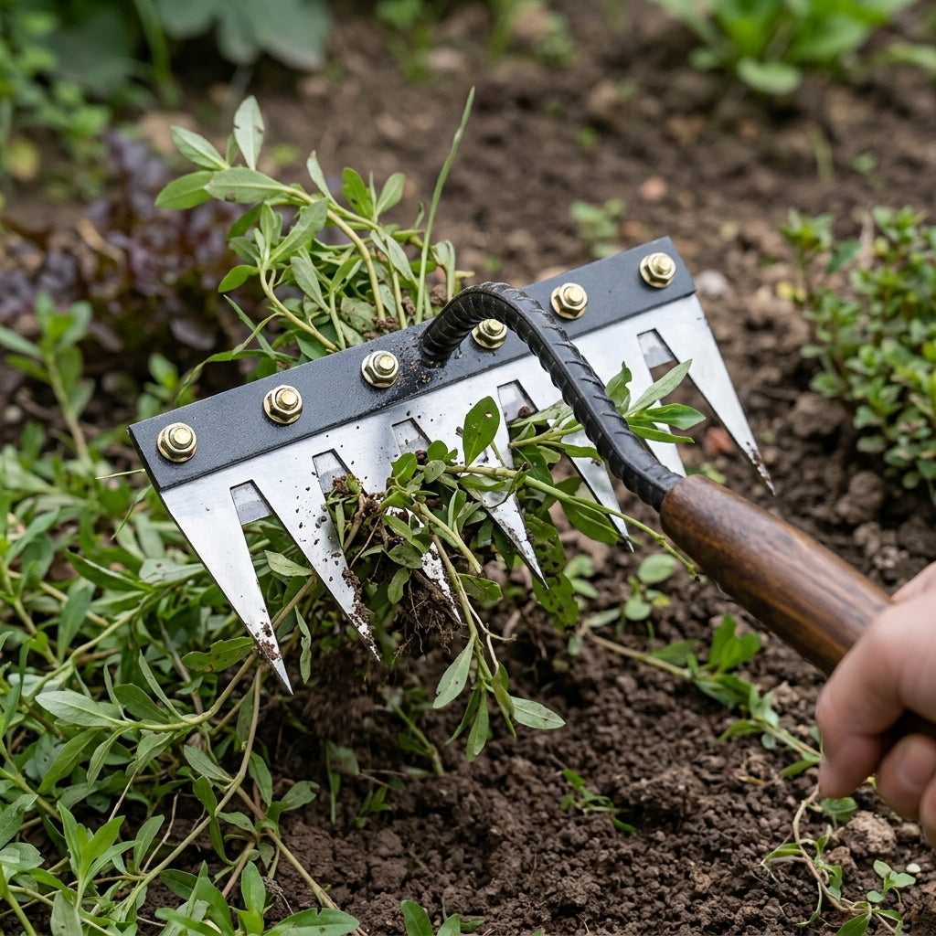 Manganese Steel Garden Rake - 5-Tine Detachable Rake