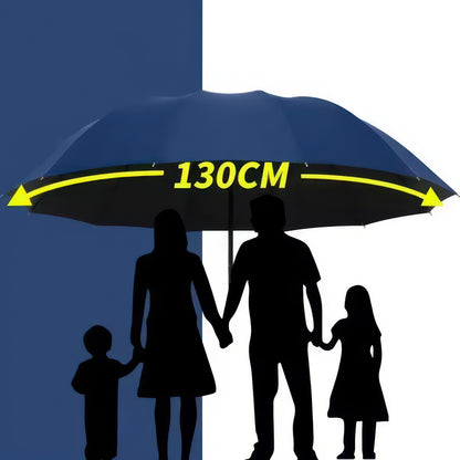 Extra-Large 130cm Folding Sun and Rain Umbrella, Windproof and Waterproof