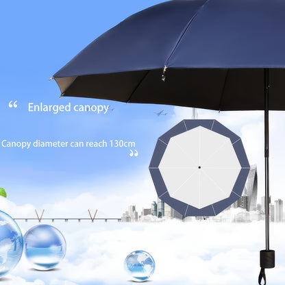 Extra-Large 130cm Folding Sun and Rain Umbrella, Windproof and Waterproof