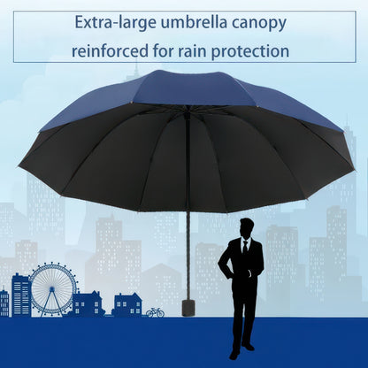 Extra-Large 130cm Folding Sun and Rain Umbrella, Windproof and Waterproof