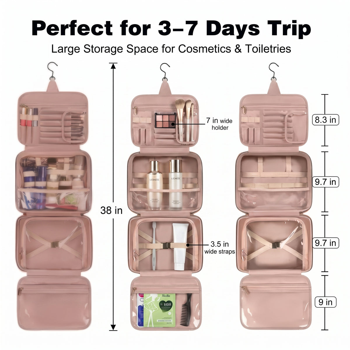 Travel Toiletry Organizer – Hanging Bathroom Storage Case