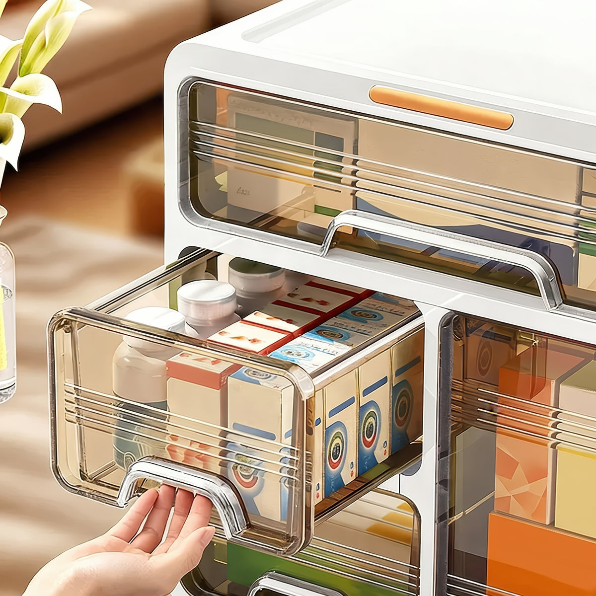 Large Capacity Drawer Medicine Storage Box Multi-Layer Home Organizer