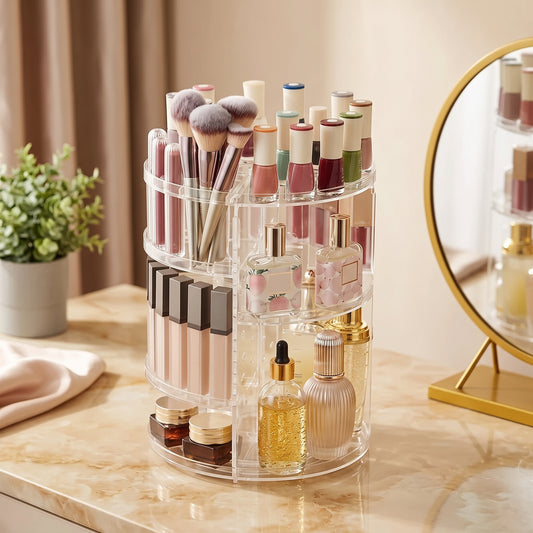 Rotating Cosmetic Organizer – Multi-Layer Acrylic Storage Rack