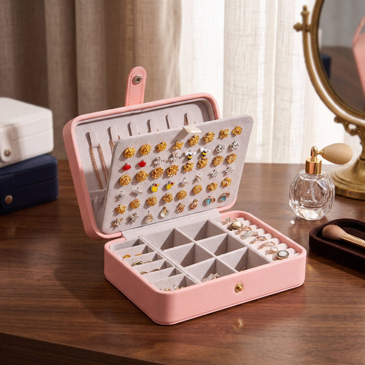 Leather Jewelry Box – Ring and Earring Display Organizer