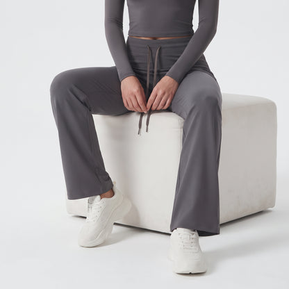 High-Waist Wide Leg Sweatpants for Women, Ankle-Length Casual Lounge Pants