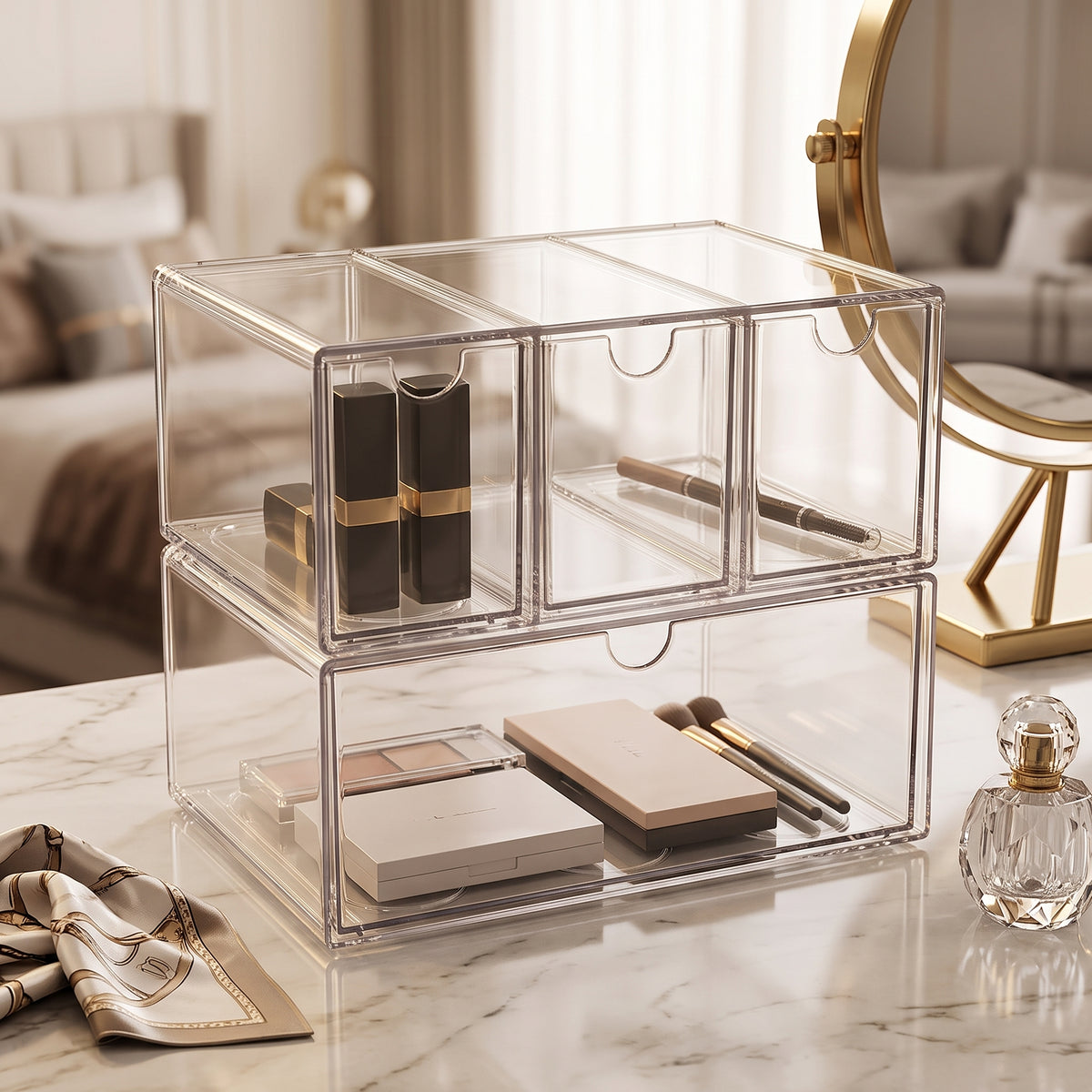 Acrylic Makeup Organizer – Dust-Proof Desktop Storage Box