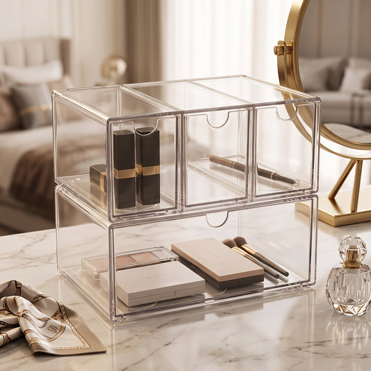 Acrylic Makeup Organizer – Dust-Proof Desktop Storage Box