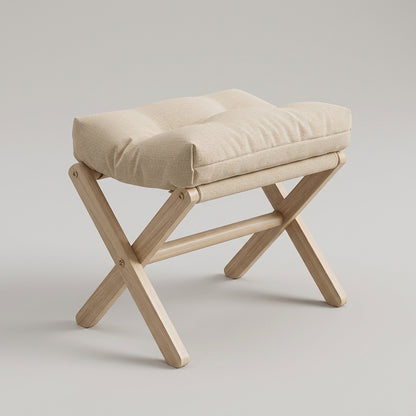 Folding Entryway Stool - Cushioned Solid Wood Stool