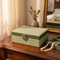 Double-Layer Lockable Jewelry Box with Mirror and 13 Compartments