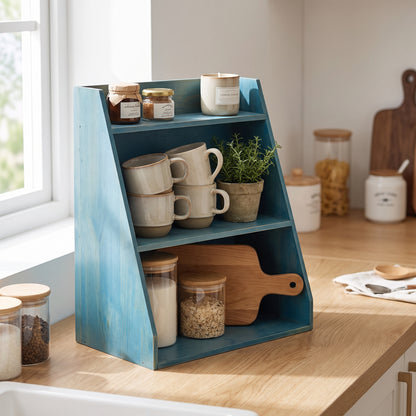 Solid Wood Multi-layer Cosmetics Storage Rack, Wooden Desktop Organizer