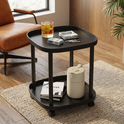 Mahjong Coffee Table with Storage Shelf – Movable Tea Stand