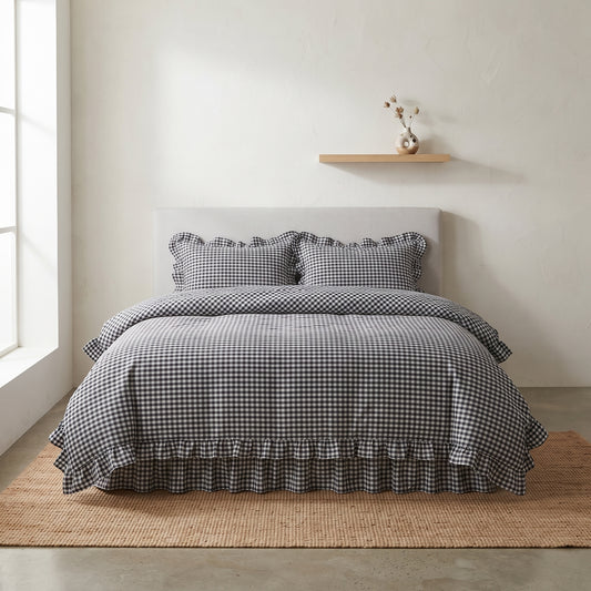 Black Plaid Duvet Cover – 3 Piece Sheet Set for All Season