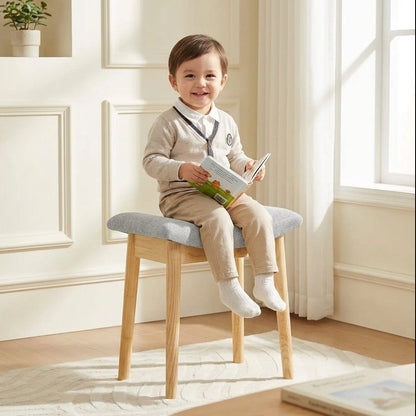 Vanity Stool - Saddle Cushion Wood Leg Stool