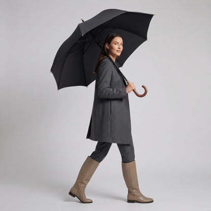 Wooden Long Handle Golf Umbrella with Windproof Fiberglass Frame, 114cm Diameter