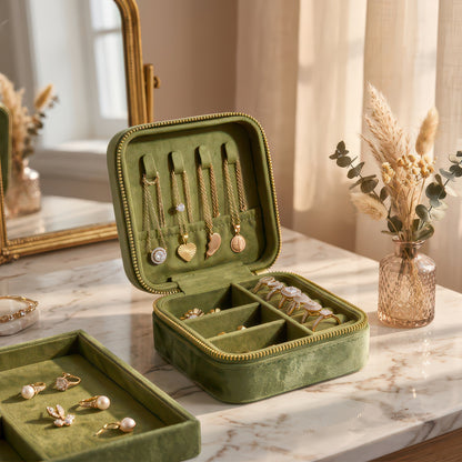 Velvet Ring and Jewelry Box with Flip Lid, with or without Mirror