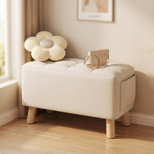 Wood Shoe Stool - Solid Square Entryway Stool