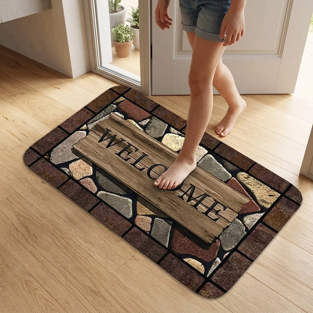 Floral Welcome Mat - Graphic Anti-Slip Small Mat