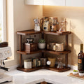 Premium Bamboo Corner Desktop Multi-Layer Storage Shelf - Corner Organizer