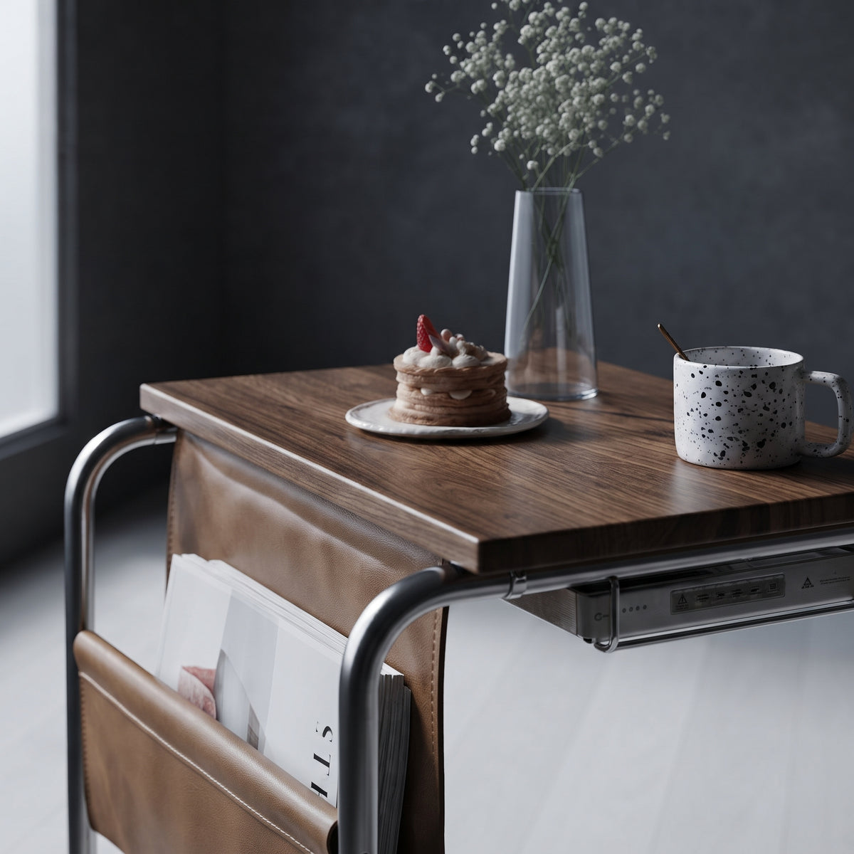 Versatile Side Table – Wood Cart for Wine Racks & Books