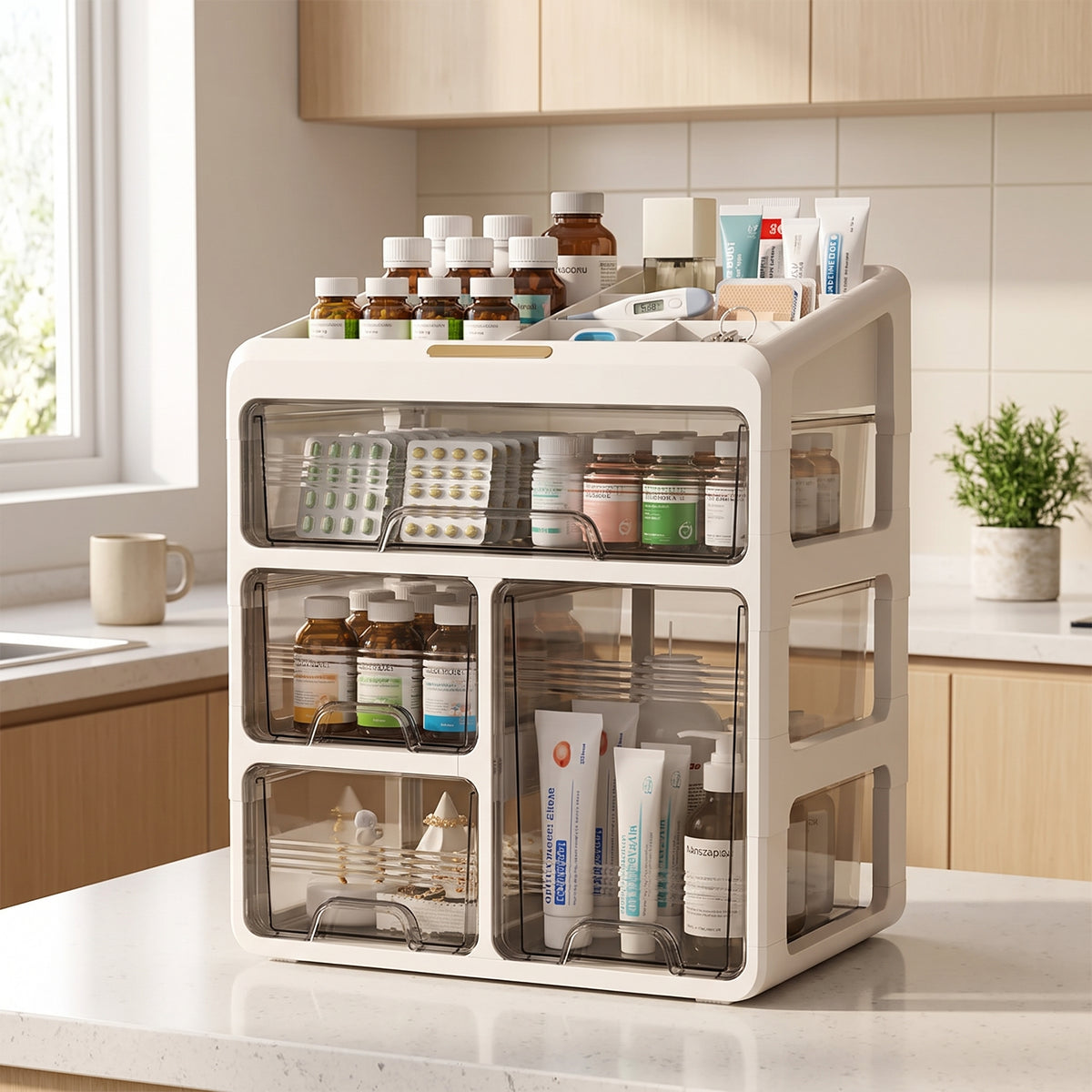 Drawer Medicine Storage Box - Layered Family Medicine Organizer with Large Capacity