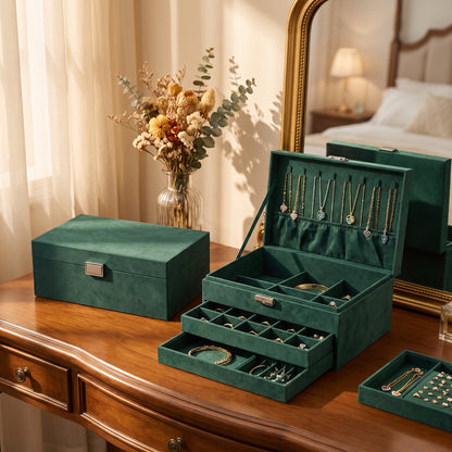 Lockable Travel Jewelry Organizer Box, 2 and 3 Layer Options