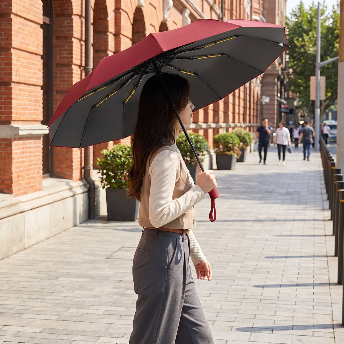 Windproof Automatic Folding Umbrella with UV Protection, 24 or 60 Rib Frame