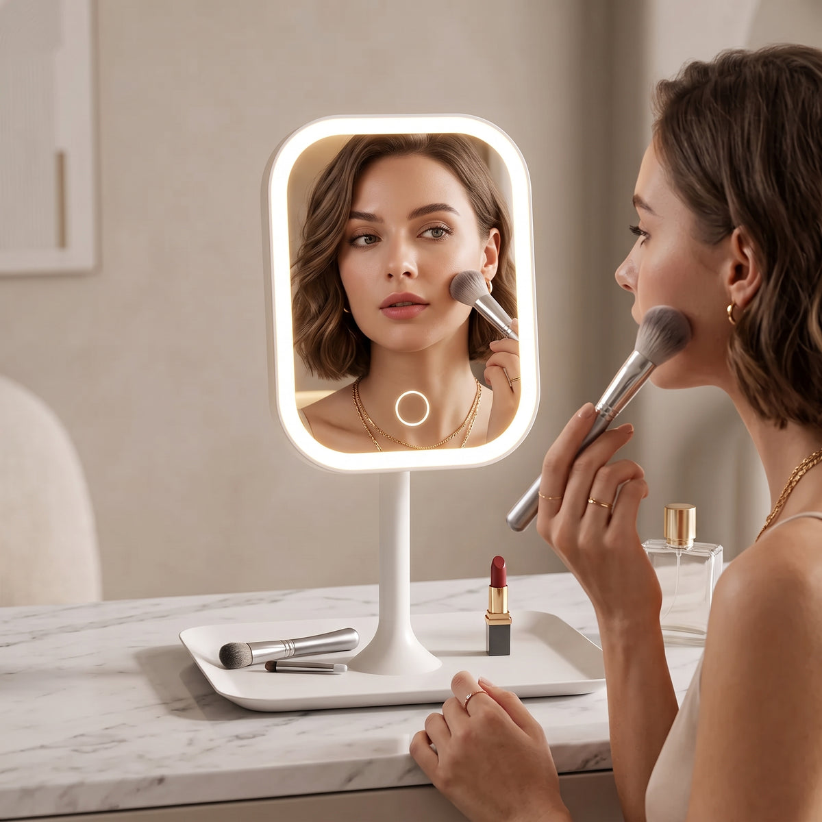 LED Vanity Mirror – Touch Control Desktop Dressing Mirror