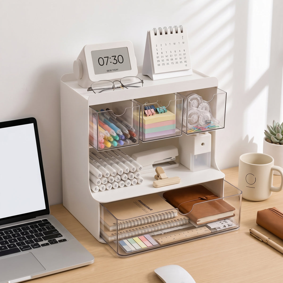Desktop Drawer-Style Multi-Layer Plastic Organizer for Office & Student Desks
