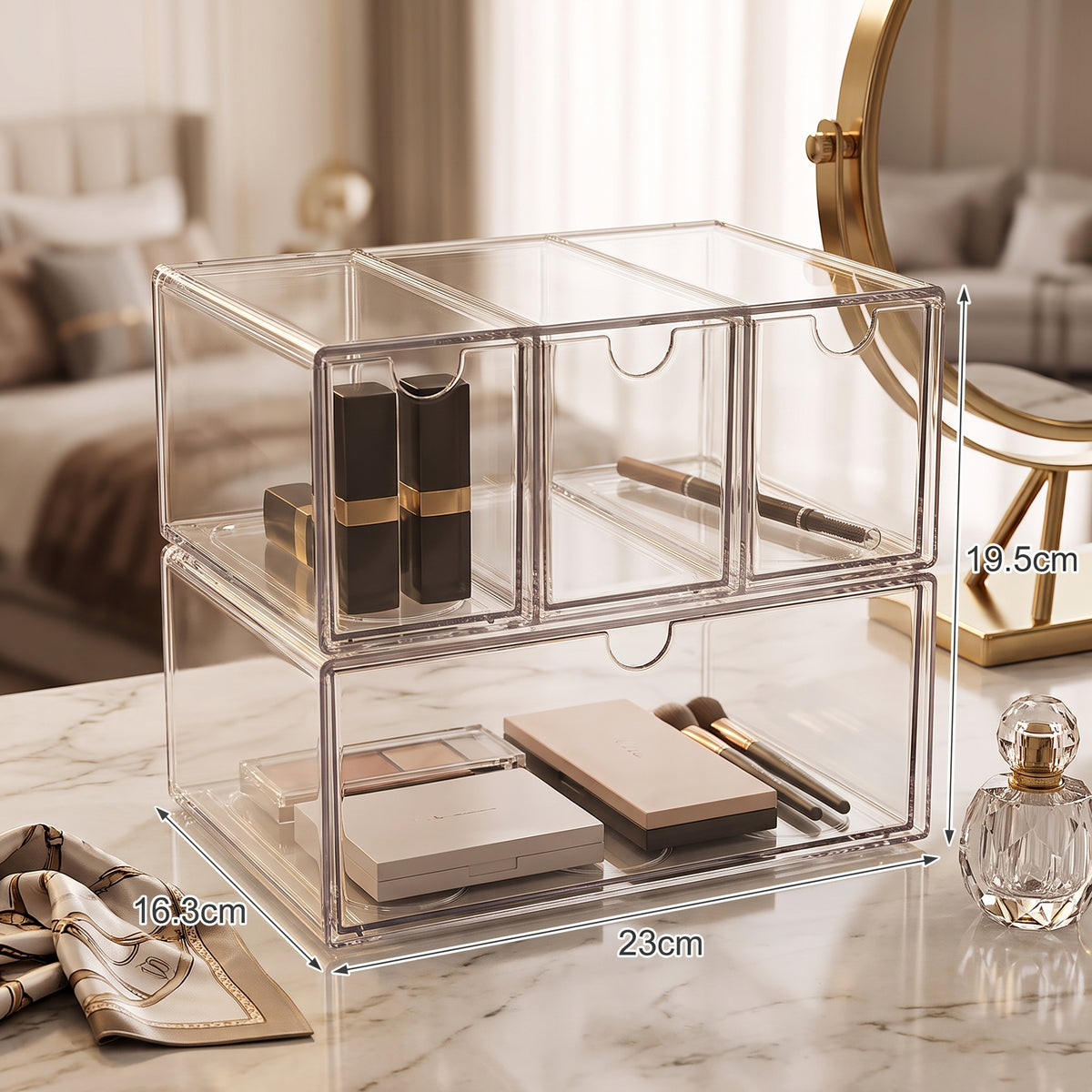 Acrylic Makeup Organizer – Dust-Proof Desktop Storage Box