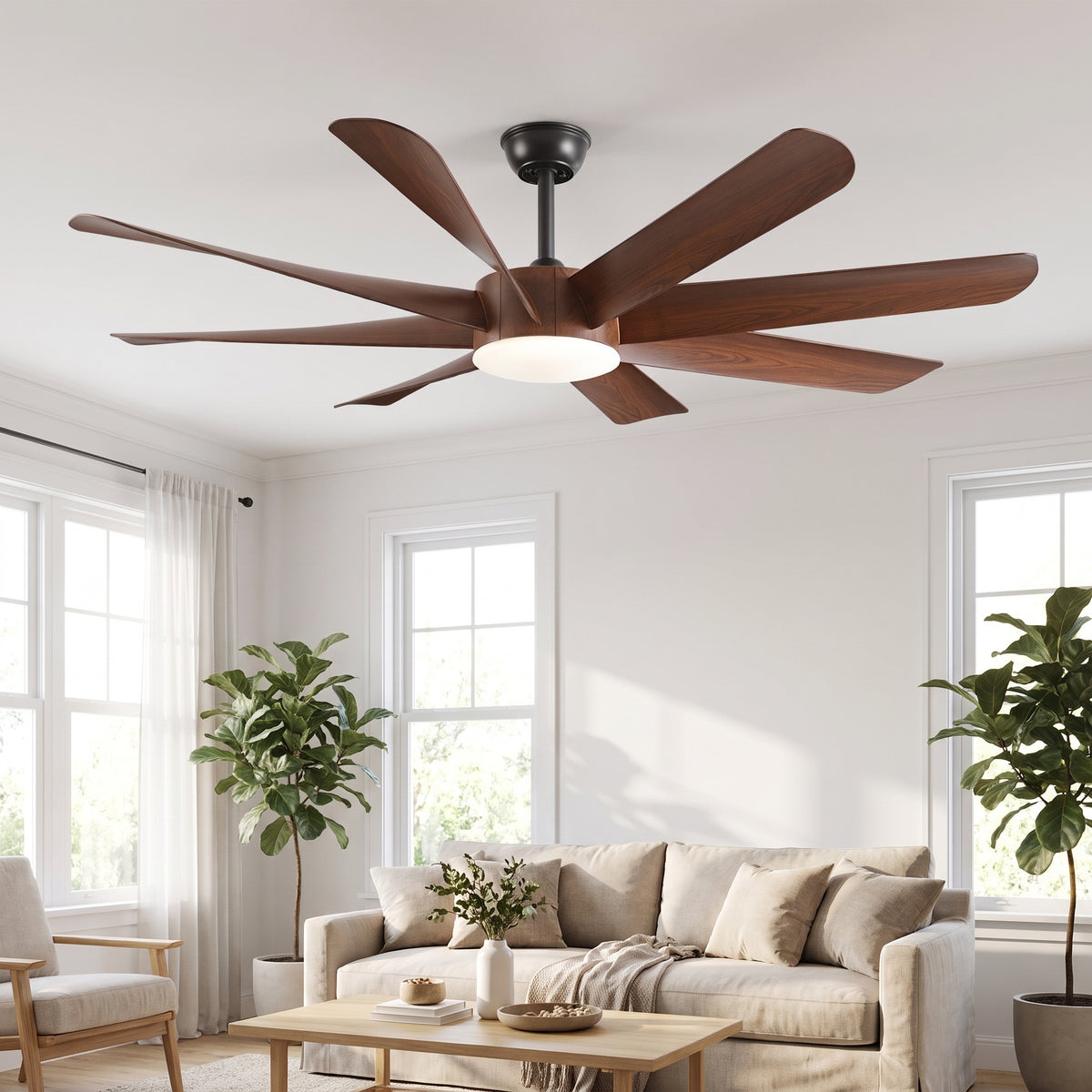 FUMANJIA 60-Inch Ceiling Fan with Light for Home – 8 Blades, Remote