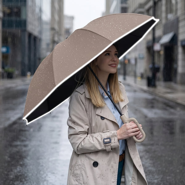 Automatic Reverse Folding Umbrella with Windproof Frame and Reflective Stripe