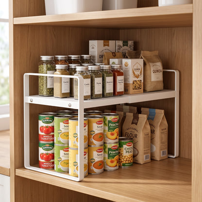Expandable Kitchen Cabinet Organizer Multi-Level Storage Rack