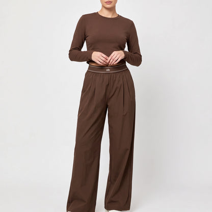 Quick-Dry Wide Leg Athletic Pants for Women, Pleated High Waist with Pockets for Workouts