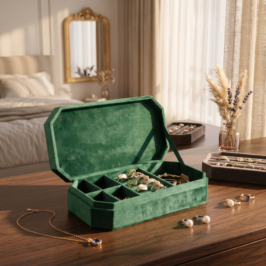 Velvet Travel Jewelry Box for Rings, Necklaces and Bracelets