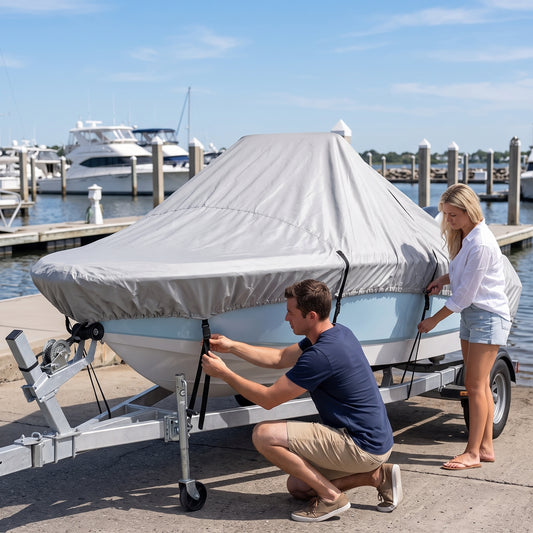 Silver Reflective Waterproof Boat Cover for V-Hull Boats