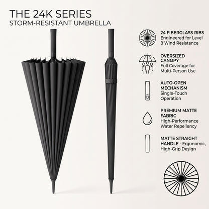 Premium Extra-Large Double-Layer Golf Umbrella with Windproof Frame