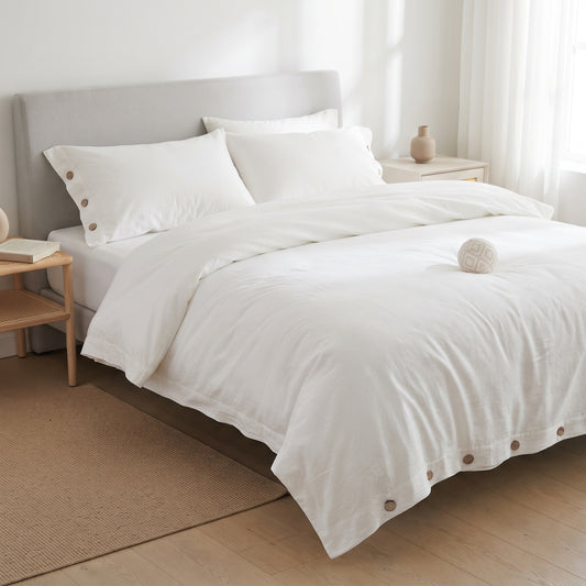 Cotton Duvet Cover Set – 3pcs Solid Twist King Size Bedding