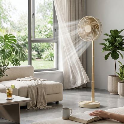 Foldable USB Rechargeable Fan with Four Speeds and Timer