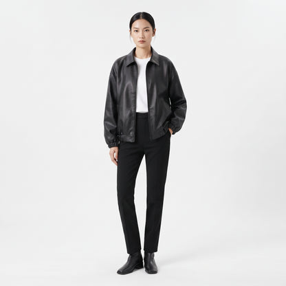Unisex Faux Leather Bomber Jacket, Slim Motorcycle Coat for Autumn and Winter
